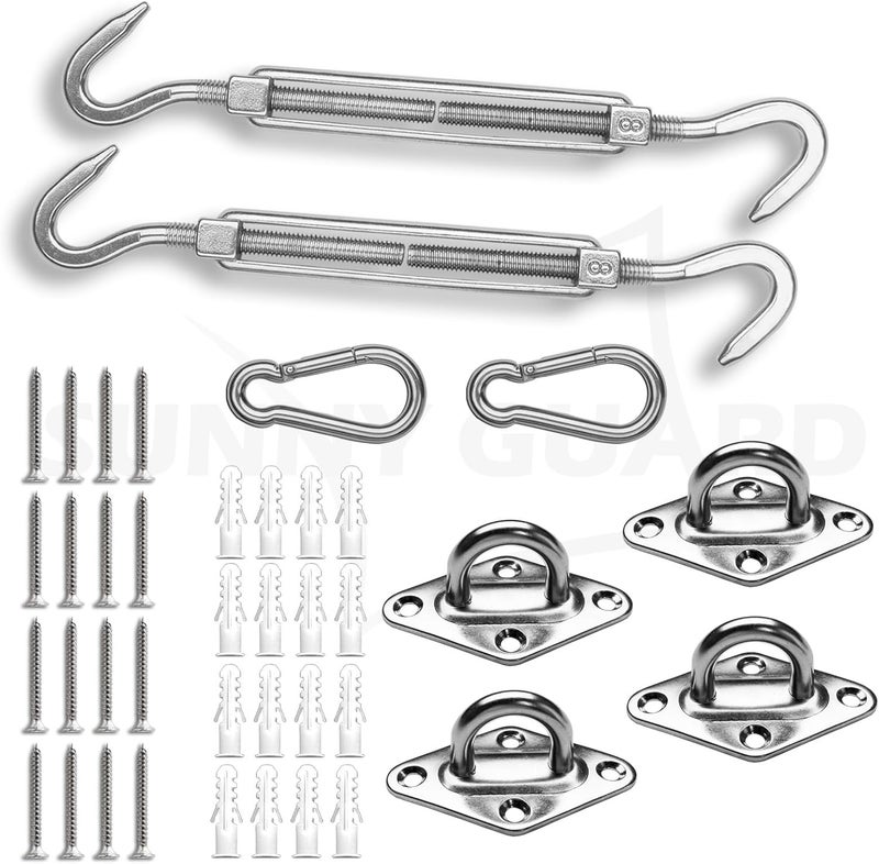 SUNNY GUARD Sun Shade Sail 304 Stainless Steel Hardware Kit 8 Inch for Rectangle Shade Sail Installation for Backyard Yard Deck Patio Garden - Image 1